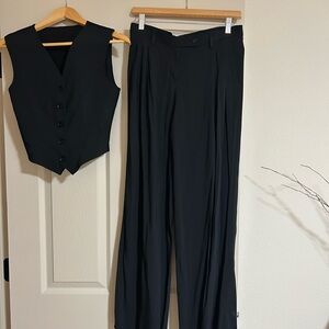 Dolce & Gabbana Black Women's Trousers and Vest Set
